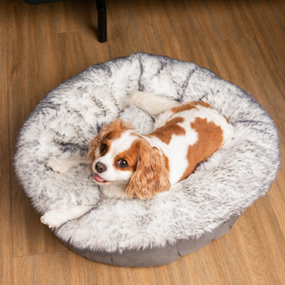 PupPouf™ Luxe Faux Fur Donut Dog Bed - Ultra Plush Arctic Fox - Plushie Depot