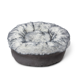 PupPouf™ Luxe Faux Fur Donut Dog Bed - Ultra Plush Arctic Fox - Plushie Depot
