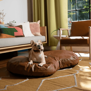 PupCloud™ Faux Leather Memory Foam Dog Bed - Bourbon - Plushie Depot