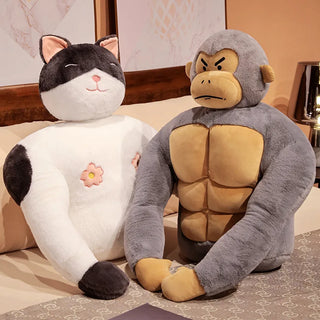 Funny Muscle Cat Plush Pillow Plushie Depot
