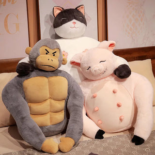 Funny Muscle Cat Plush Pillow - Plushie Depot