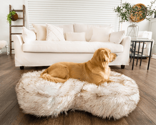 PupCloud™ Faux Fur Memory Foam Dog Bed - Curve White - Plushie Depot