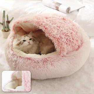 Adorable, Cozy Cave-like Cat Pet Bed Pink Plushie Depot