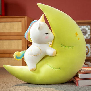 Cute Unicorn and Stuffed Moon Plush Toys 24" Green Plushie Depot