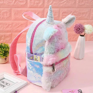 The Unicorn Sequins Kawaii Plush Backpack Pink white Plushie Depot