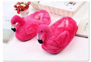Flamingo plush slippers Rose red Whole package Plushie Depot