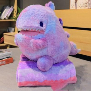 23.5" Kawaii Large Rainbow Rainbow Dinosaur Plush Toy with Blanket, Great Gift for Kids - Plushie Depot