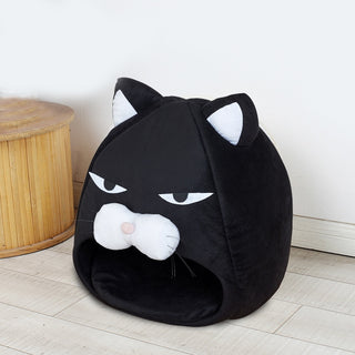 Cozy Tuxedo Kitty Plush Cat Bed - Plushie Depot