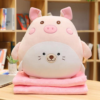 Cute Kawaii Blanket Animals Plush Pillows 15" 3 Plushie Depot