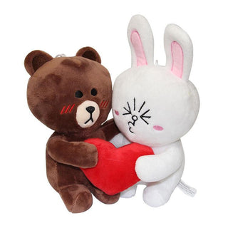 Cute Teddy Bear and Bunny in Love Plush Doll, Valentines Day Plush Toy - Plushie Depot