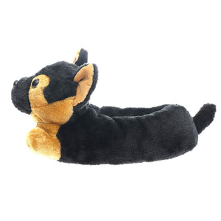 Shepard Dog Plush Animal Dog Black Slippers - Plushie Depot