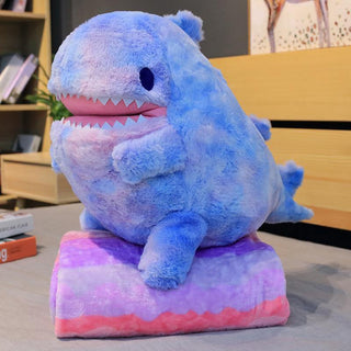 Rainbow Dinosaur Pillow Plush Toy Blue 60cm Plushie Depot