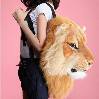 Realistic Lion and Tiger Head Plush Backpacks - Plushie Depot