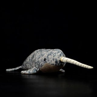 16.1" Long Lifelike Unicorn Whale Stuffed Toy, Realistic Sea Animal Narwhal Plush Toy - Plushie Depot