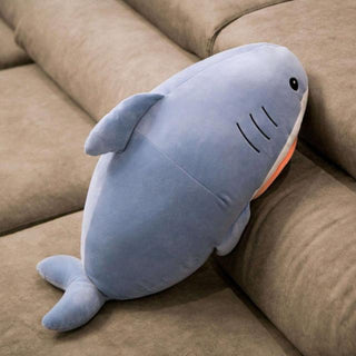 Kawaii Cat Face Shark Plush Pillows light blue Plushie Depot