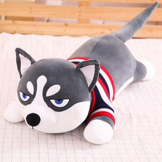 39" Funny Dressed Husky Lying Pillow Plush Stuffed Doll - Plushie Depot