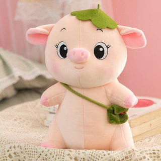 Cute Lotus leaf Hat Piggy Plush Toy Green Plushie Depot