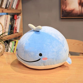 Fat Whale plush toy dolphin pillow blue Plushie Depot