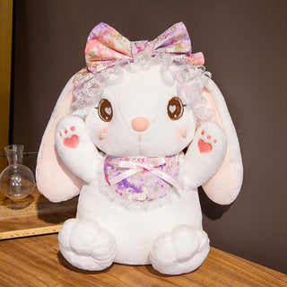 Sitting Long Eared Rabbit Plush Toy white Plushie Depot