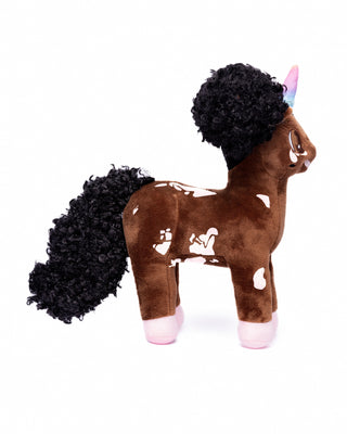 Dahlia, Vitiligo Unicorn Plush Toy with Afro Puffs - 12 inch | Plushie Depot