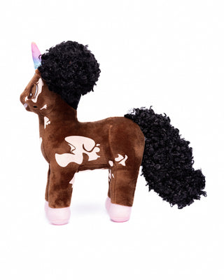 Dahlia, Vitiligo Unicorn Plush Toy with Afro Puffs - 12 inch | Plushie Depot