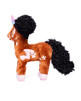 Destiny, Vitiligo Unicorn Plush Toy with Afro Puffs - 12 inch | Plushie Depot