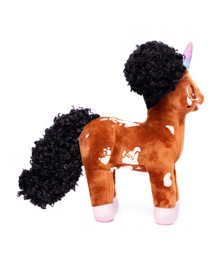 Destiny, Vitiligo Unicorn Plush Toy with Afro Puffs - 12 inch | Plushie Depot