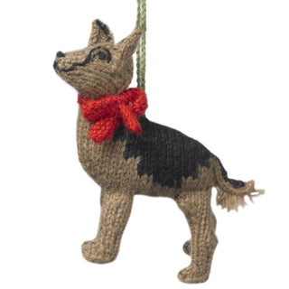 Hand Knit Alpaca Wool Christmas Ornament - German Shepherd Dog - Plushie Depot