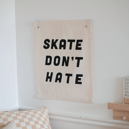 skate don't hate banner Wall Hanging - Plushie Depot