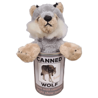 Canned Gifts - Scout the Canned Wolf - Stuffed Animal Plush w/Funny Jokes | Plushie Depot