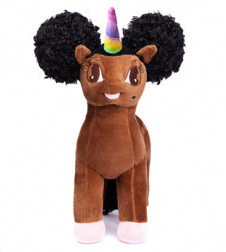 Armani Unicorn Plush Toy with Afro Puffs - 12 inch | Plushie Depot