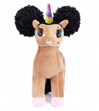 Mia, Unicorn Plush Toy with Afro Puffs - 12 inch | Plushie Depot