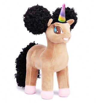 Mia, Unicorn Plush Toy with Afro Puffs - 12 inch | Plushie Depot