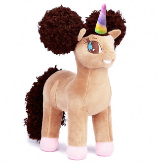 Guadalupe Unicorn Plush Toy with Afro Puffs - 12 inch | Plushie Depot