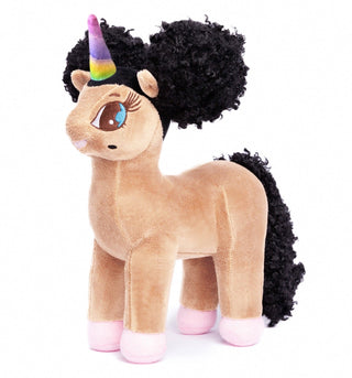 Mia, Unicorn Plush Toy with Afro Puffs - 12 inch | Plushie Depot