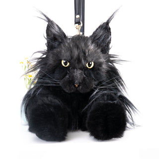 Maine Coon Cat Backpack – Realistic Cat Stylish Daypack Black Maine Coon