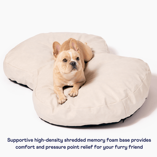 PupCloud™ Faux Leather Memory Foam Dog Bed - Cream Dog Beds - Plushie Depot