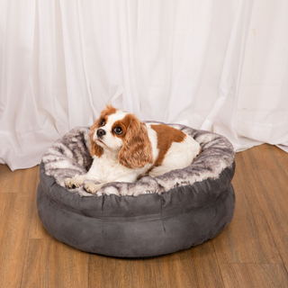 PupPouf™ Luxe Faux Fur Donut Dog Bed - Ultra Soft Chinchilla Plushie Depot