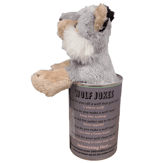 Canned Gifts - Scout the Canned Wolf - Stuffed Animal Plush w/Funny Jokes | Plushie Depot