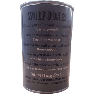 Canned Gifts - Scout the Canned Wolf - Stuffed Animal Plush w/Funny Jokes | Plushie Depot