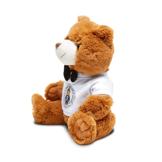 "Bearly Dressed" Teddy Bear Plush with Bow Tie & Printed T‑Shirt