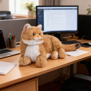 Percy 2.0 Golden British Short Hair Cat- Breathing Heartbeat Pur,Voice Robonic Cat