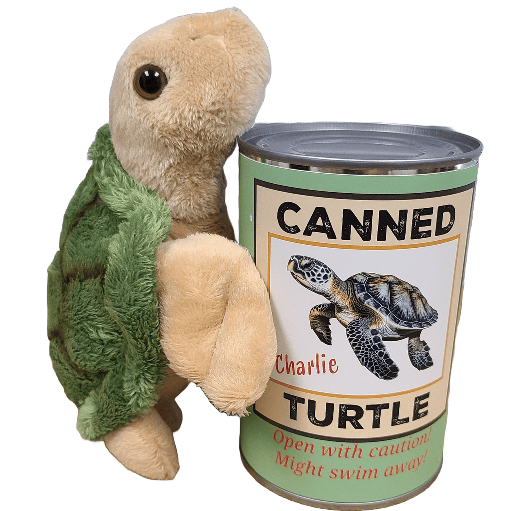 Canned Gifts - Charlie the Canned Sea Turtle - Stuffed Animal Plush w ...