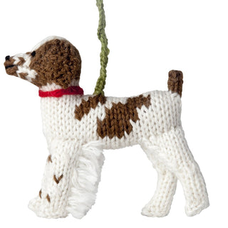 Hand Knit Alpaca Wool Christmas Ornament - Brittany Spaniel Dog - Plushie Depot