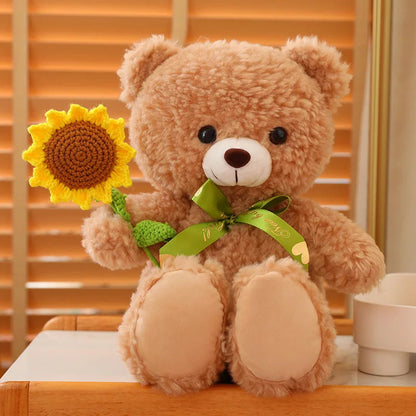 Flower Lover's Teddy Bear Yellow 15" Stuffed Animals - Plushie Depot