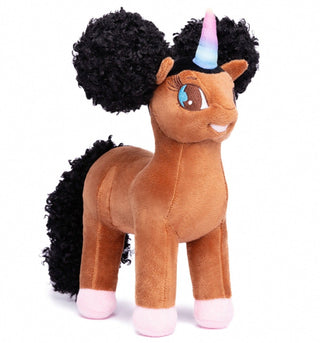 Tiffany, Unicorn Plush Toy with Afro Puffs - 12 inch | Plushie Depot