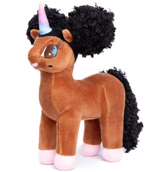 Tiffany, Unicorn Plush Toy with Afro Puffs - 12 inch | Plushie Depot