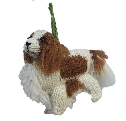 Hand Knit Alpaca Wool Christmas Ornament - Cavalier King Charles Dog Ornament - Plushie Depot