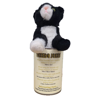 Canned Gifts - Canned Tuxedo - Rescue Cat - Eco-Friendly and Recycled Plushie Depot