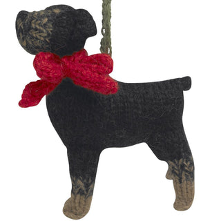 Hand Knit Alpaca Wool Christmas Ornament - Rottweiler Dog - Plushie Depot